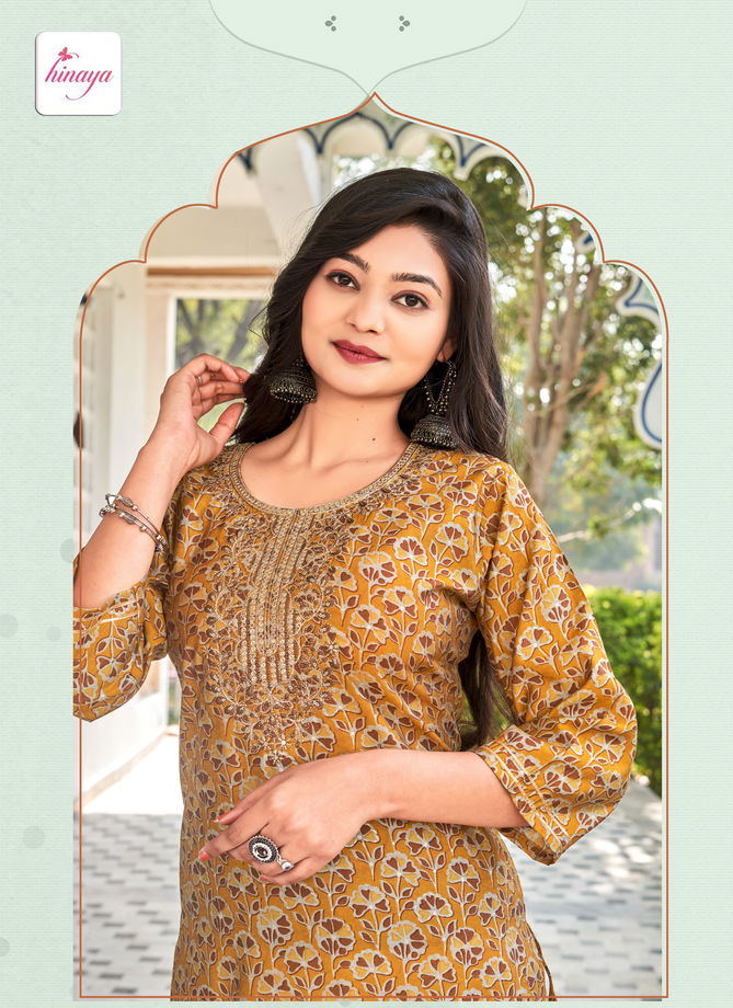 Karishma By Hinaya Modal Foil Printed Kurtis Wholesale Clothing Suppliers In India